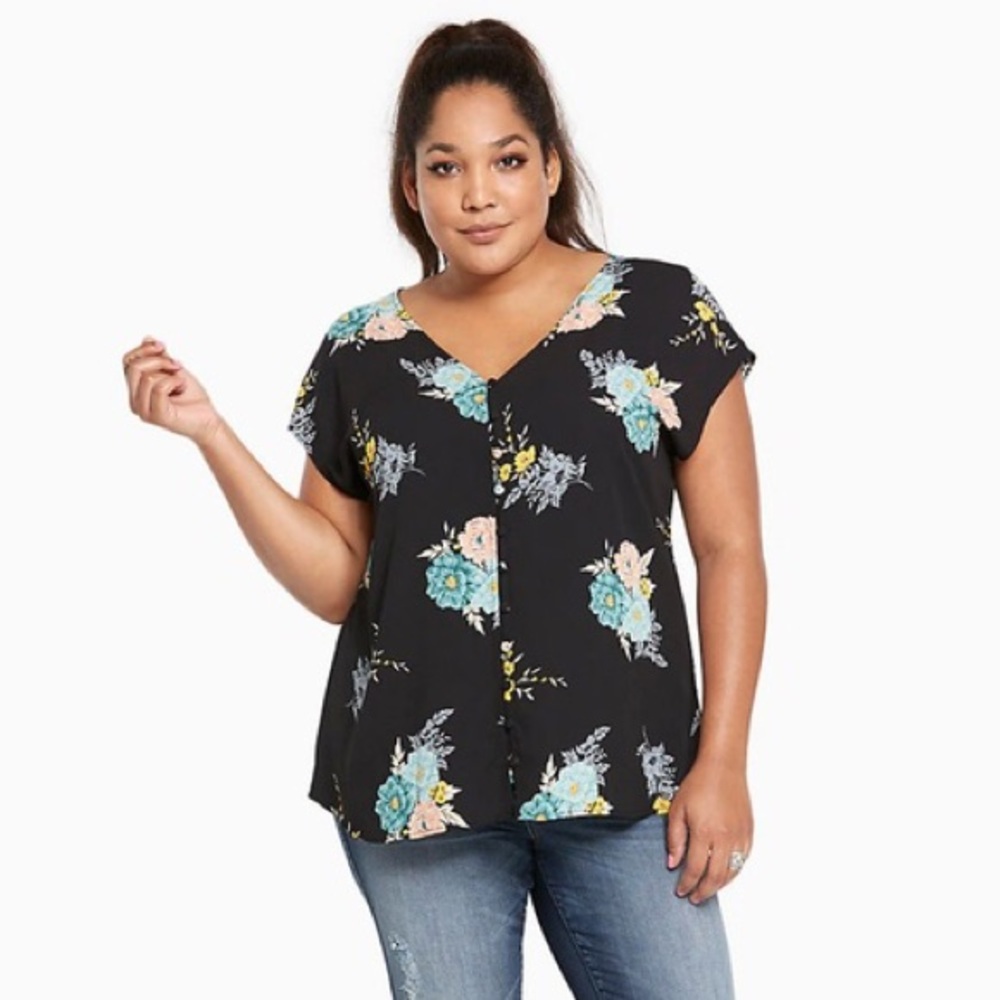 Torrid Floral Button Blouse